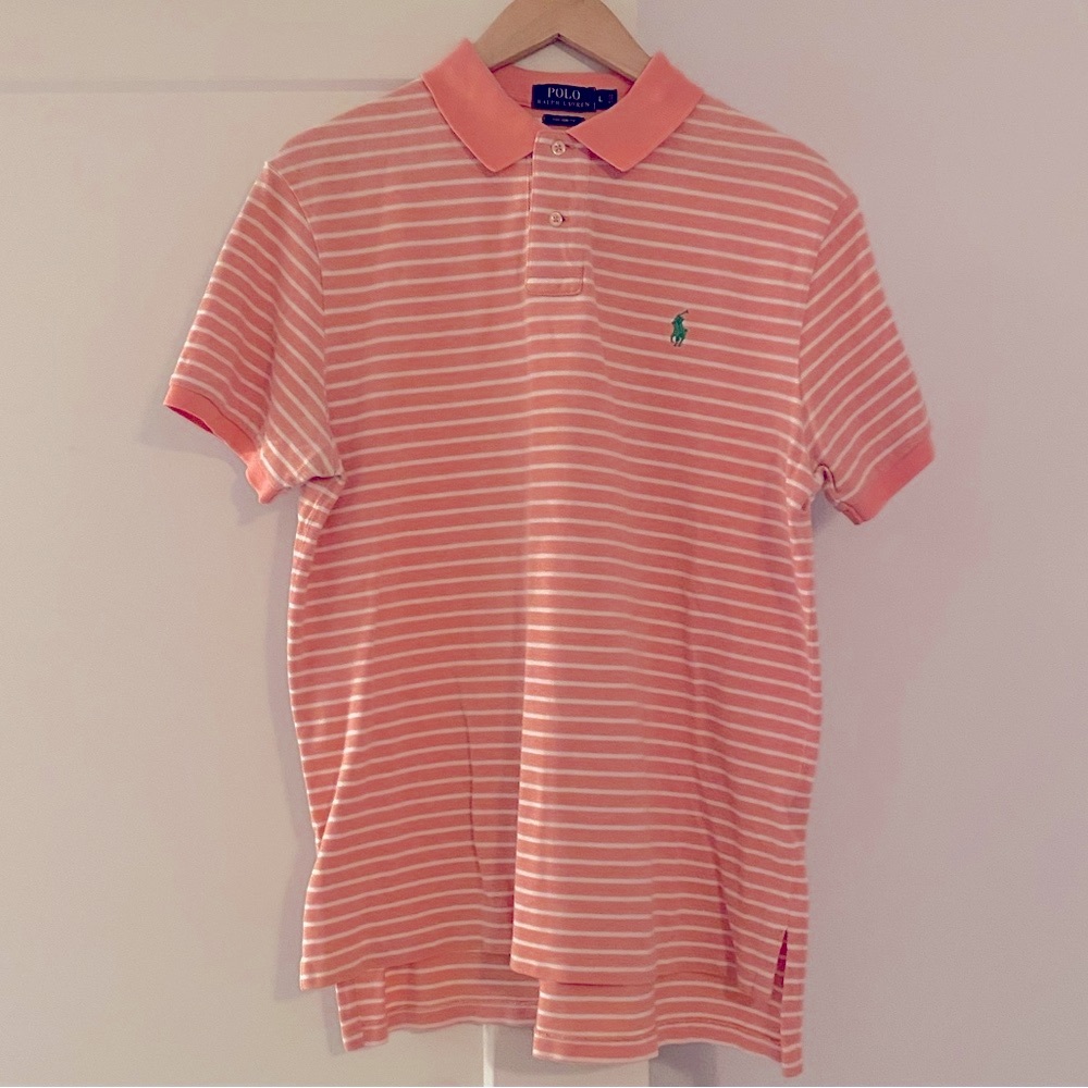 Polo by Ralph Lauren Men's Coral Striped Polo Shirt